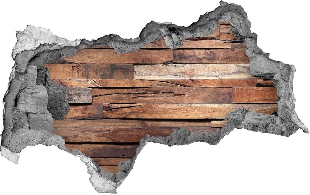 Selbstklebender Loch-3D-Aufkleber 95x73 cm Holzwand