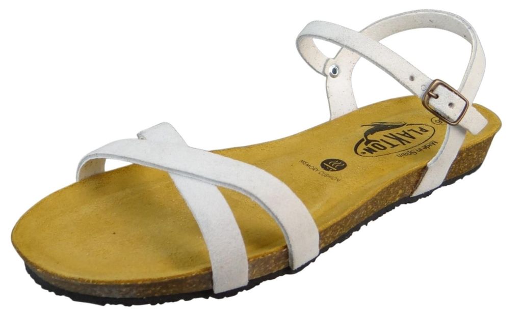 Plakton Damen Komfort Sandalen Fran Date 408029 405029 Afelpado Weiß