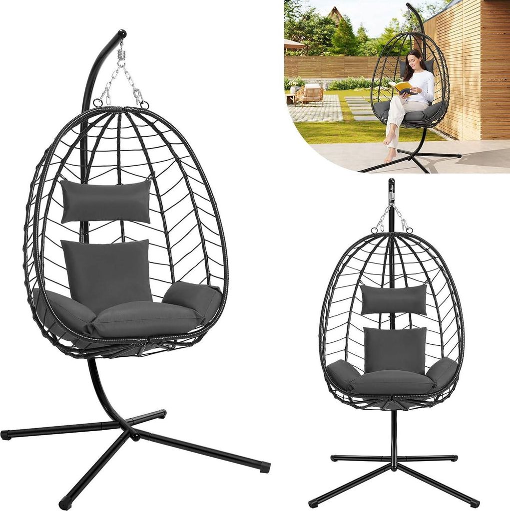 EUGAD Hängesessell mit Gestell Outdoor und Indoor, 150 kg Produktbild 