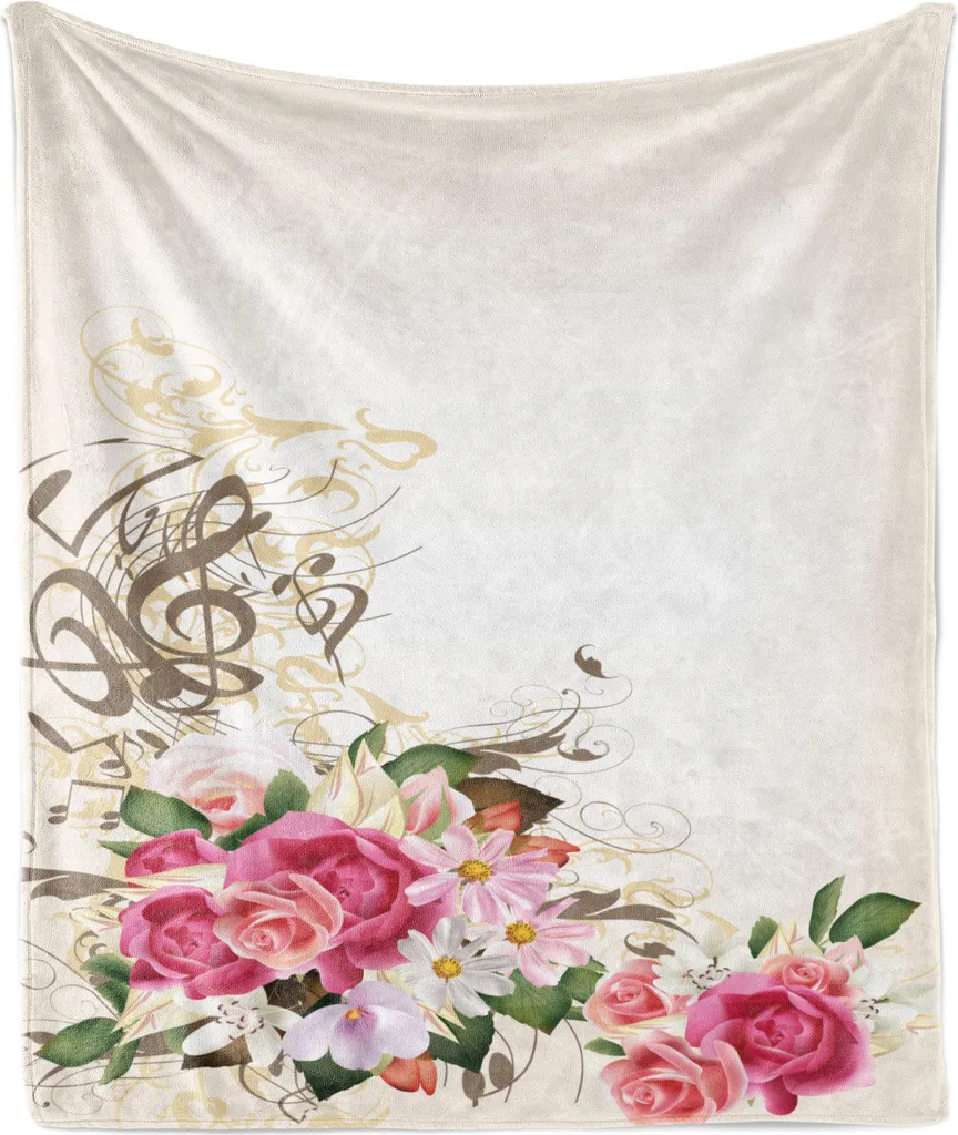 Plaid Arredo ABAKUHAUS Fiori e Note Musicali - Coperta Soft Touch