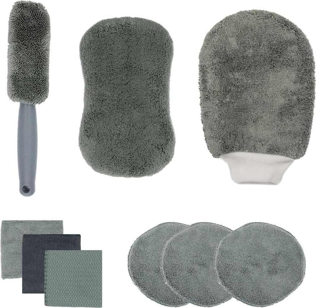 Intirilife Kit de nettoyage pour voiture 9 pièces - Gant en Image du produit 