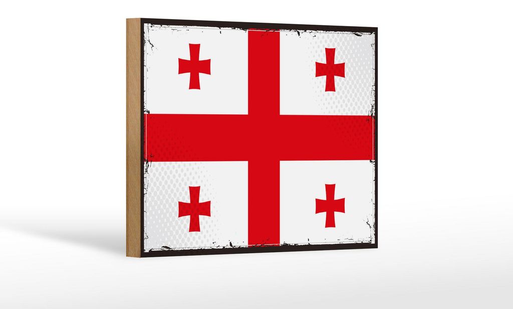 Holzschild Flagge Georgiens 18x12 cm Retro Flag of Georgia Dekoration