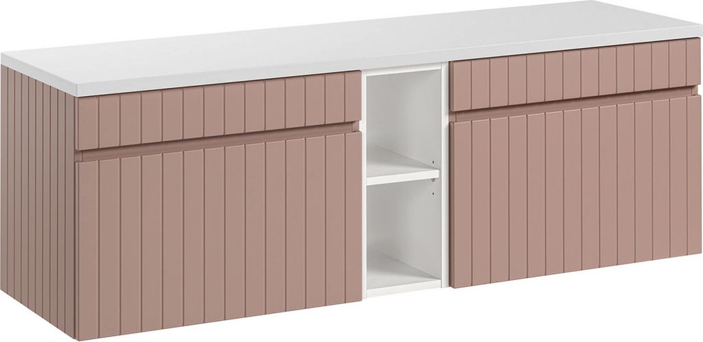 Waschtischunterschrank 140.4cm Zelie mit 2 Schubladen, Rose