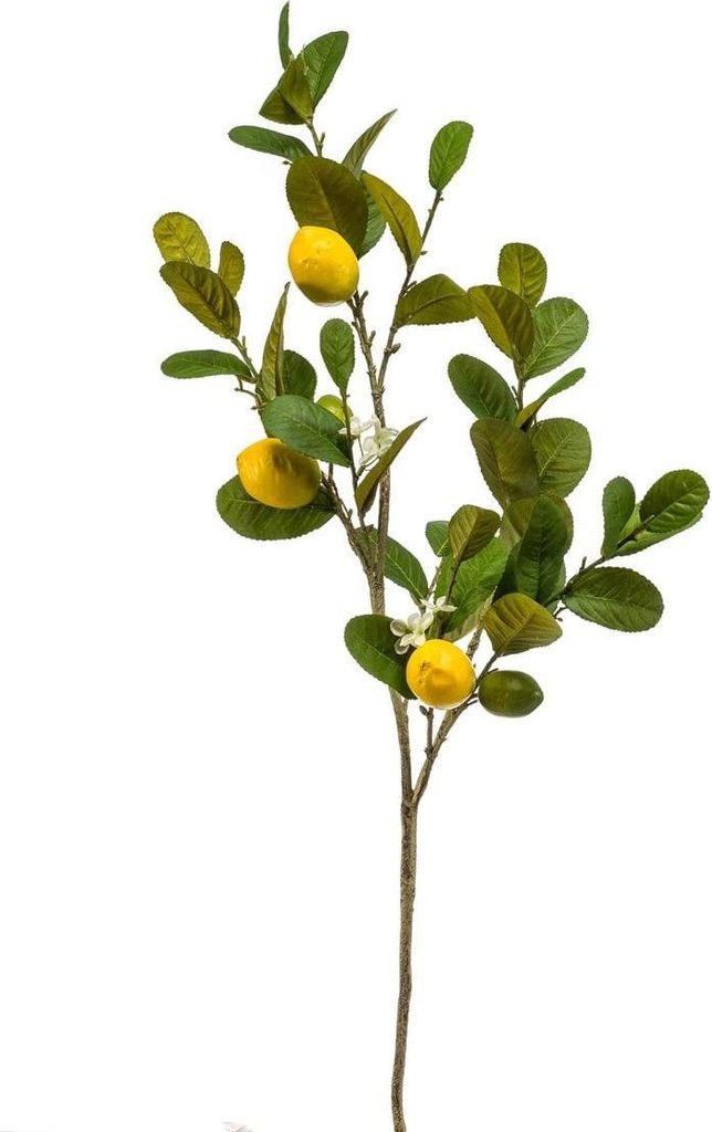 artplants.de Deko Zweig Zitrone DUNKAN mit Früchten, Blüten, gelb, 95cm - Künstlicher Zitronenzweig
