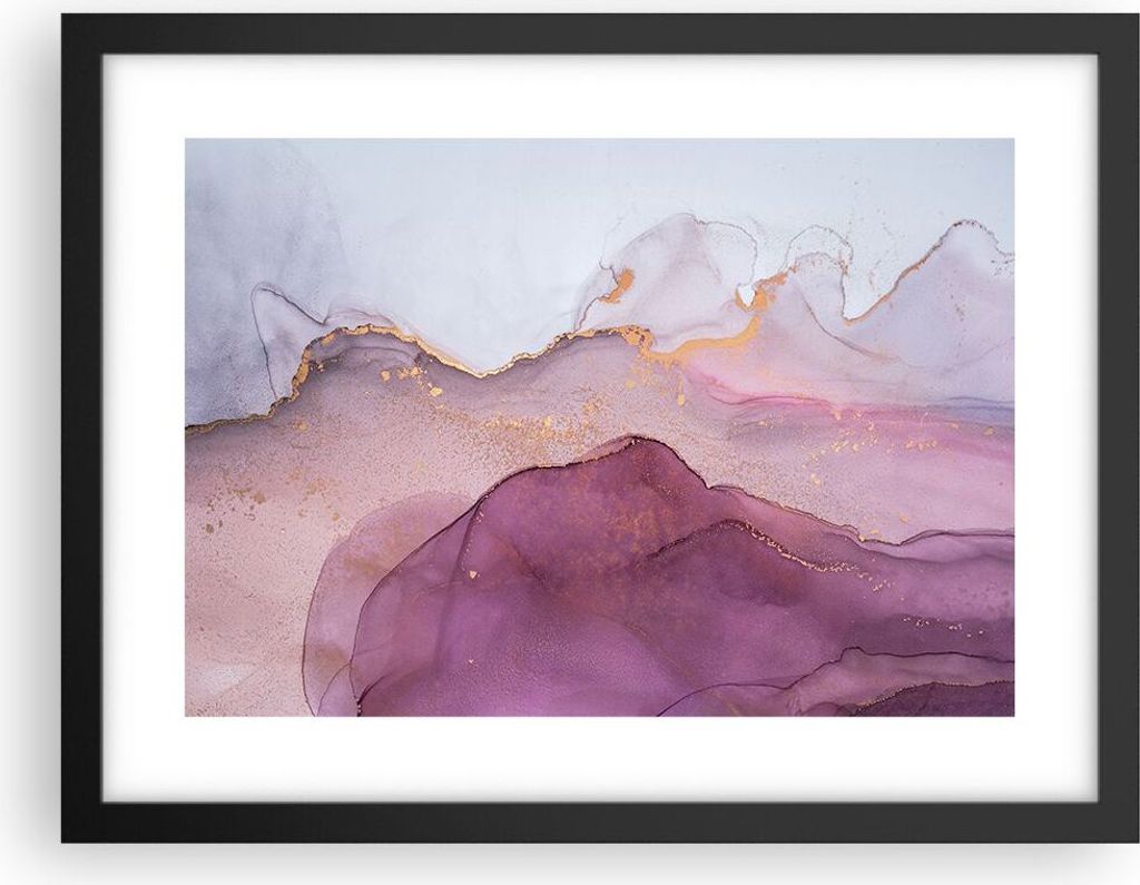 Gerahmtes Poster - Schwarzer Rahmen - Marmor Pink Violett - 40x30 cm - Wand Bild - Wanddeko - Wandbilder - Kunstposter - Wandposter - Bilderrahmen ...