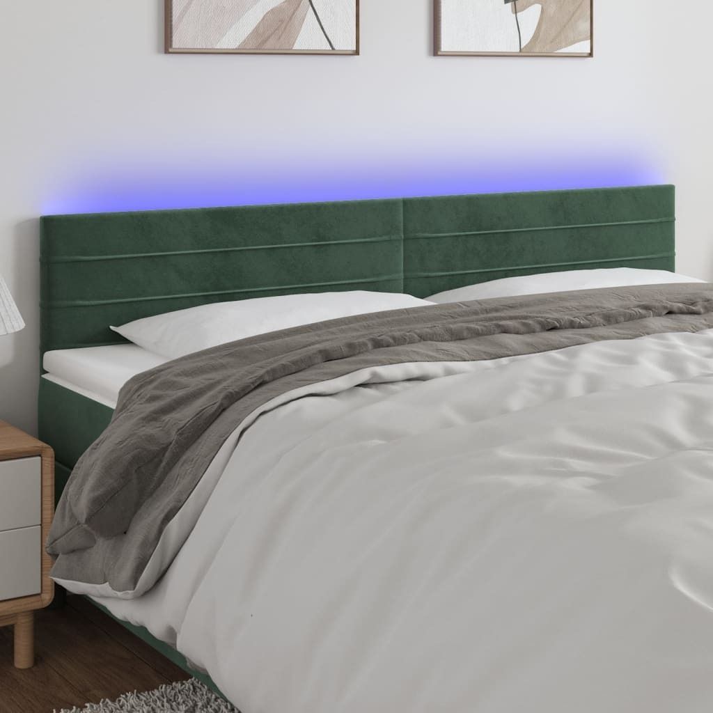Maison Exclusive - LED Kopfteil Dunkelgrün 200x5x78/88 cm Samt