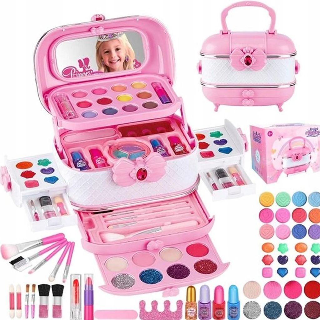 Kinder Schminkkoffer Schminkset Kinder Kosmetikkoffer XL Make up Set Mädchen ab 3 Jahren 53 Teile