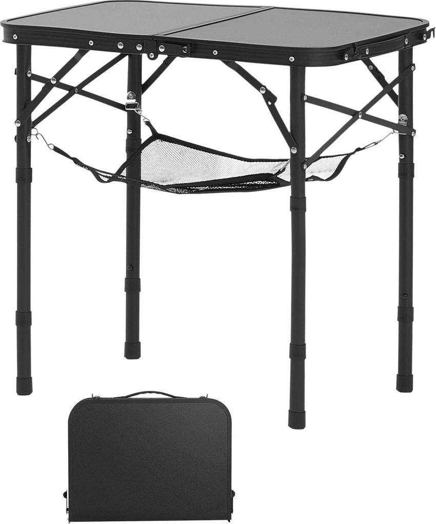 SucceBuy Klapptisch Buffettisch tragbarer Allzwecktisch 60 x 40 cm, höhenverstellbarer Tisch (für 2-4 Personen) mit Tragegriff, Gartentisch Campi...