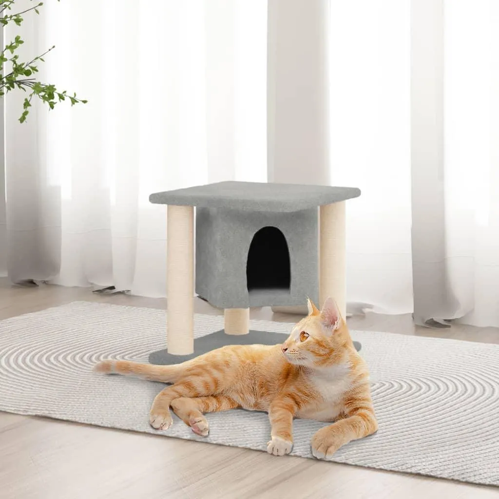 Arbre à chat gris clair 37 cm avec poteaux en sisal haute résistance