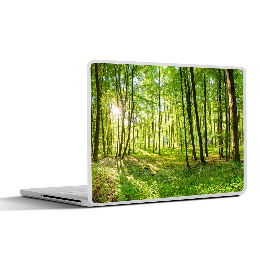 MuchoWow Laptop Aufkleber Sticker Cover Natur - Bäume - Wald - Grün - Sonnenlicht 31x22.5 cm - Laptop-Deko