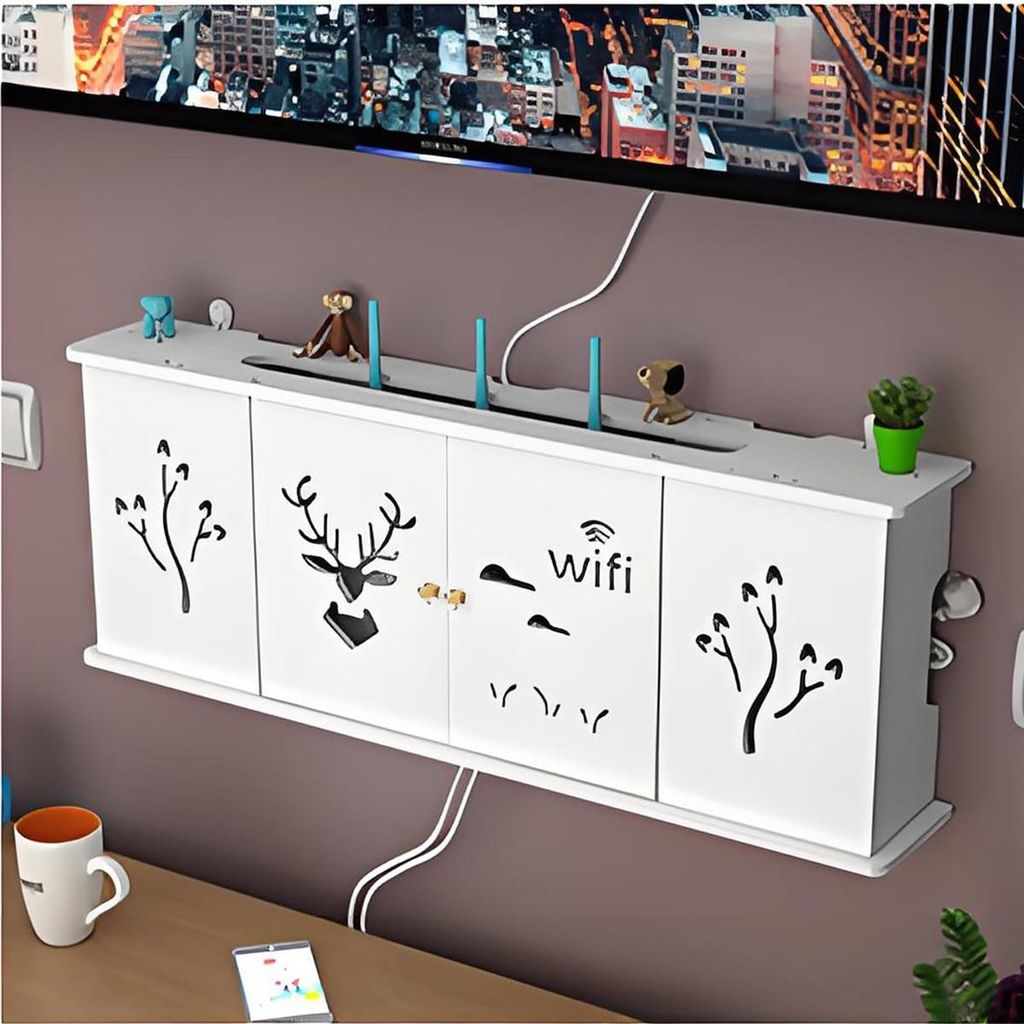 WIFI Aufbewahrungsbox Wand, Wall Mounted Router Cabinet Kein Bohren Erforderlich Router Verkleidung Wlan Box Schrank Router Schrank Wandmontage,62 ...