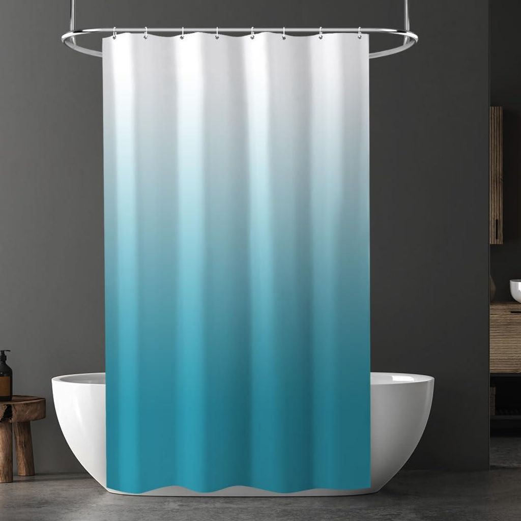 Duschvorhang, 120 x 200 cm, schimmelresistent und wasserdicht (Meerblau mit Farbverlauf), geeignet für Badezimmer