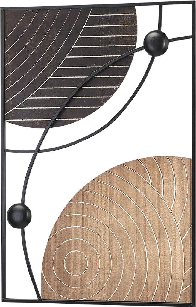 Kobolo Wandbild Metallbild Wanddeko - FENGARI - aus Metall in schwarz und braun - Kreise Wanddeko Wohnzimmer Büro Esszimmer Kunst