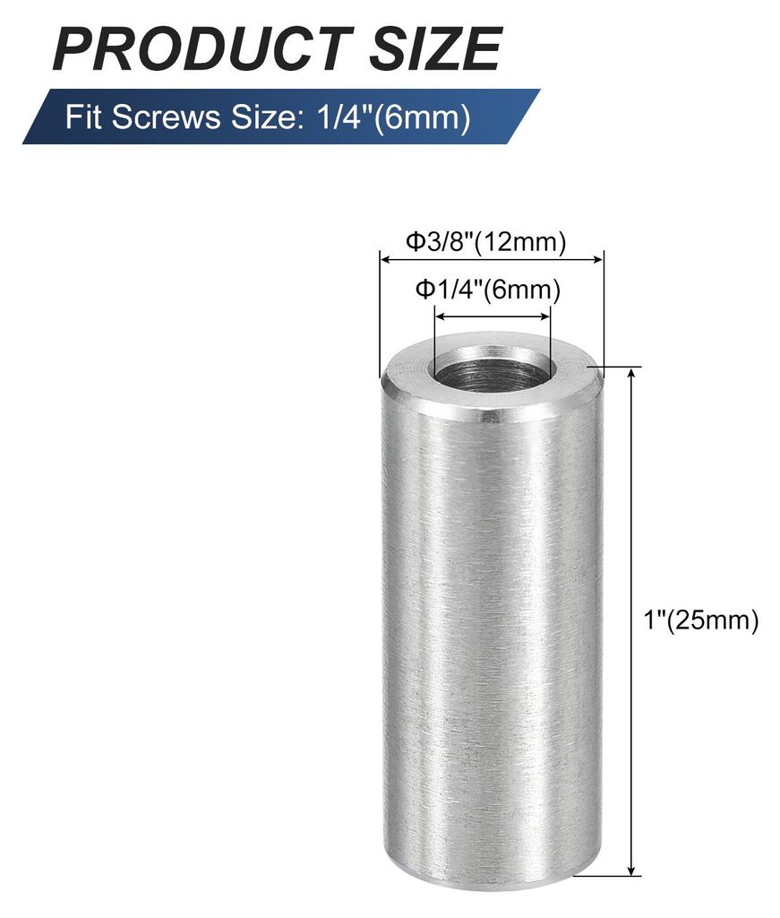 10 Stš¹ck Distanzhš¹lsen Abstandshalter Edelstahl, 6mm ID x 12mm OD x 25mmL 304 Edelstahl Runde Abstandshalter ohne Gewinde S?ulen fš¹r Schra...