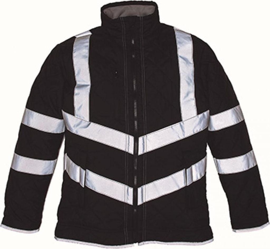 YOKO HVW706 | Herren Hi Vis Kensington Arbeitsjacke (with Fleece Lining) - Farbe: Black - Größe: XL