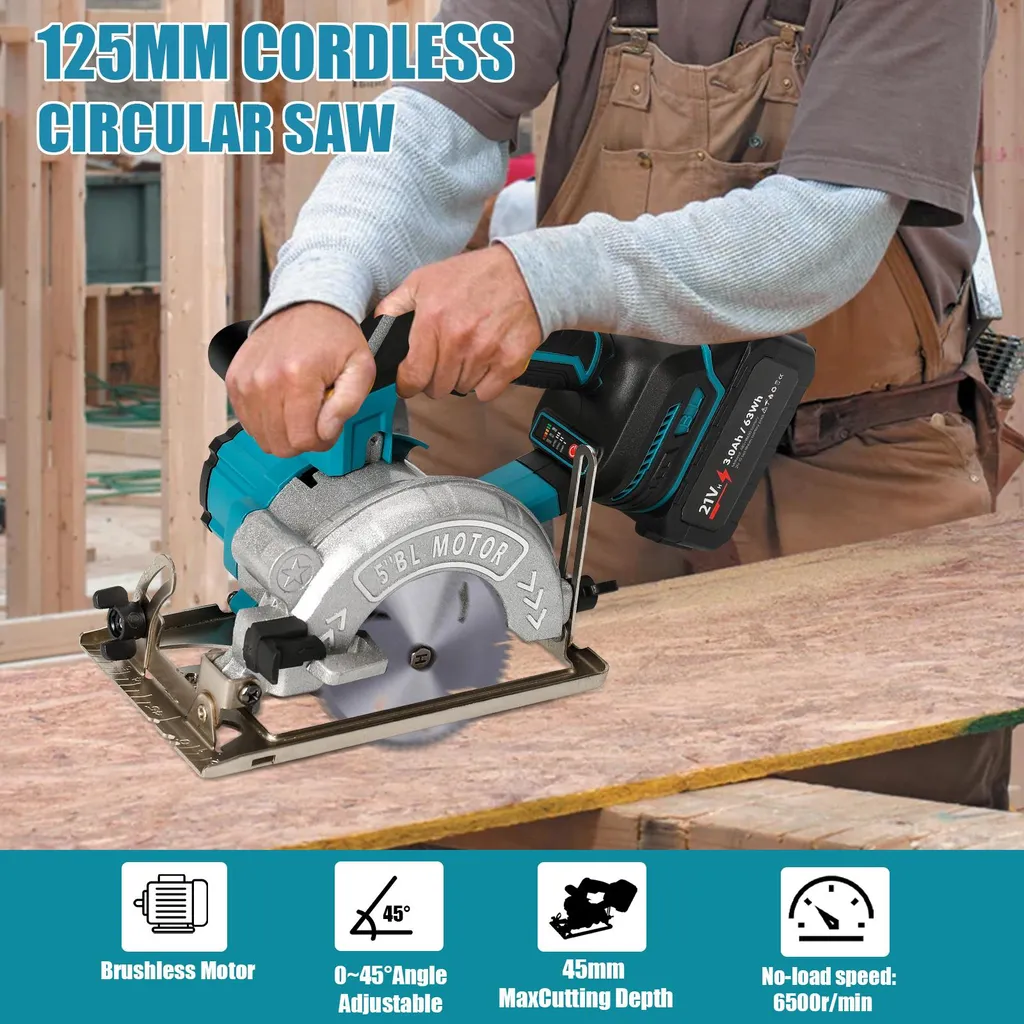 Scie circulaire portative sans fil brushless avec pack 2 batteries EU
