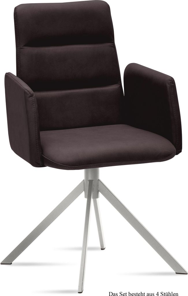Armlehnstuhl (4er-Set) Dorlen 52x92x60 Edelstahl/Espresso
