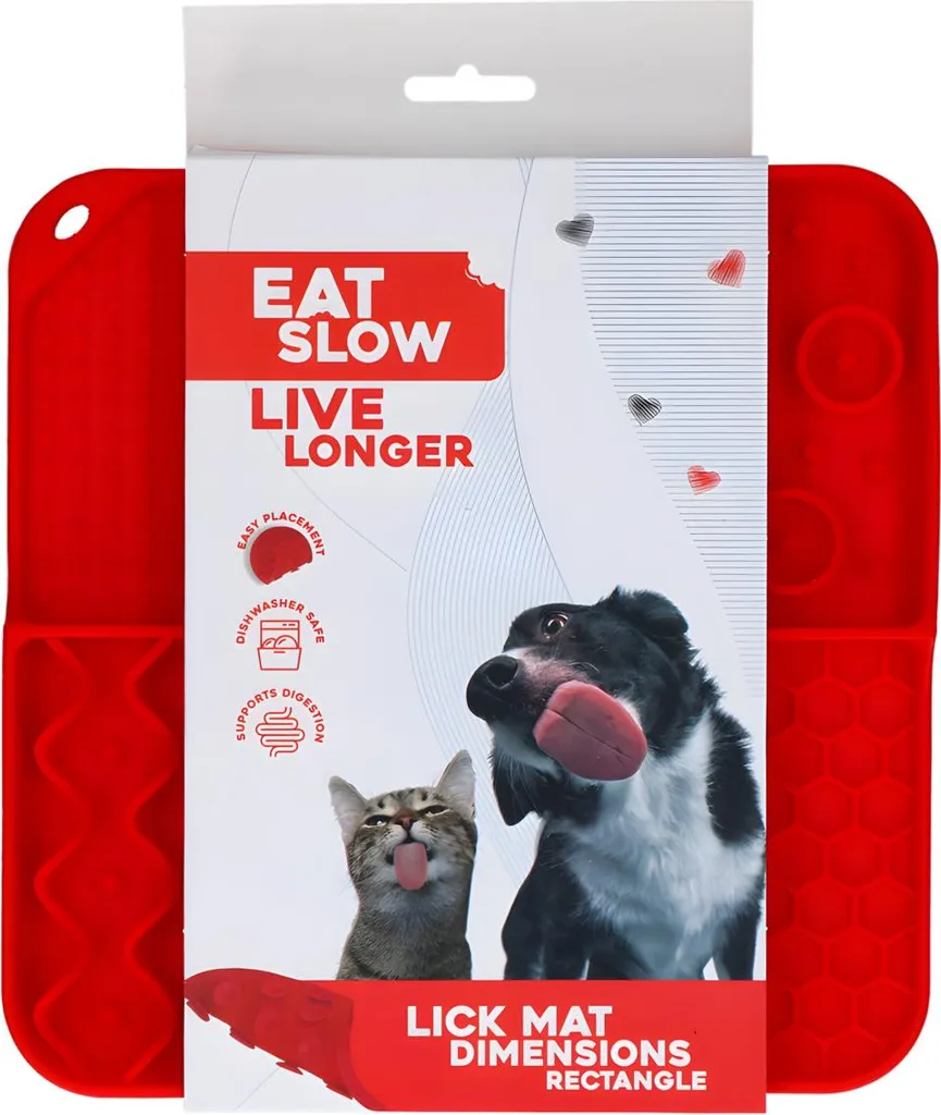 Eat Slow Live Longer Tappetino da leccare Dimensioni Rettangolo Rosso