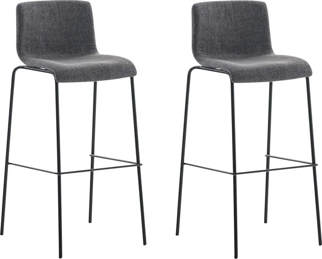 CLP Lot de 2 Tabourets de Bar Hover en Tissu et Pieds Métal Noir Bleu