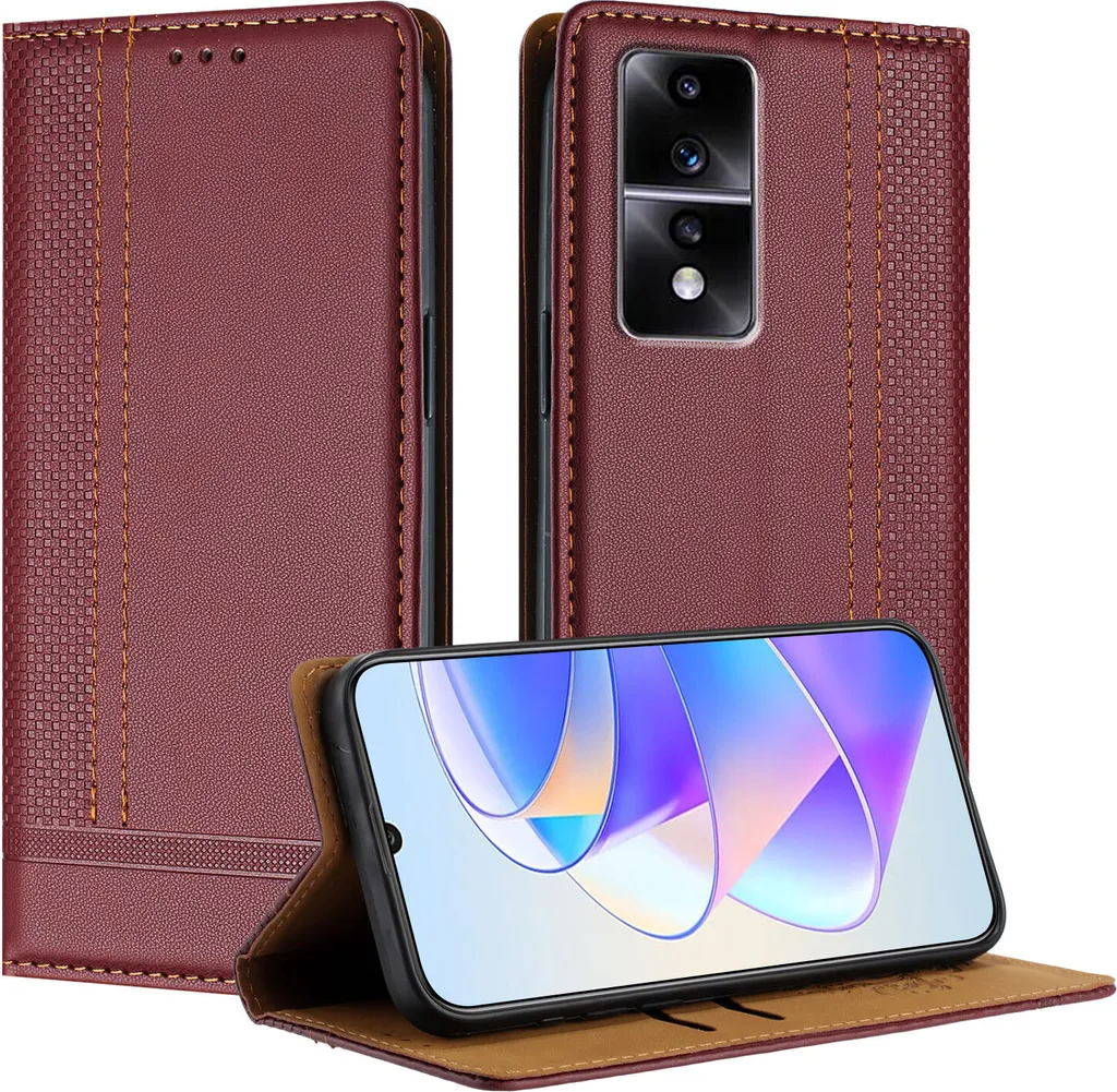 Custodia Vintage Honor 80 GT Pelle Rosso Scuro - Effetto Retrò