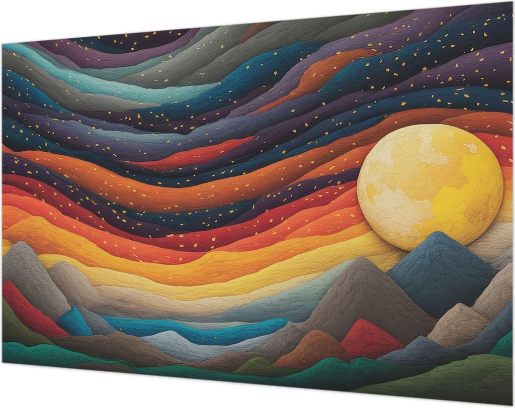 Wandtapete - Dekorative Tapete für Wohnzimmer- Tapetenfolie für Wanddekoration - 104x70 cm - Farbenfrohe Berge