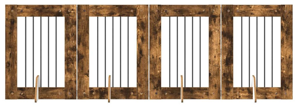 Eleganten-Stil Hundetor mit Ständern 4 pcs,Modernes Design,Hundezwinger & -ausläufe, Geräucherte Eiche 60x80 cm - Sonstiges Hundezubehör - Möb...