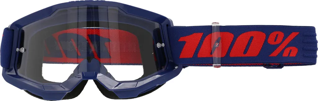 Lunettes Motocross 100% Strata 2 Idéales Enduro et Circuit - Marine Rouge