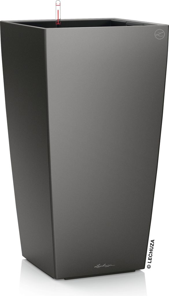 LECHUZA-Pflanzgefäß CUBICO Premium 40 Anthrazit Metallic | Pflanzgefäß mit Bewässerungssystem | Metallic-Oberfläche | 39,5 x 39,5 x 75,5 cm |...