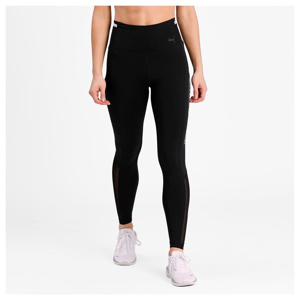 Damen Leggings Puma Train Logo Block Hohe Taille 7/8 Tight XS Schwarz