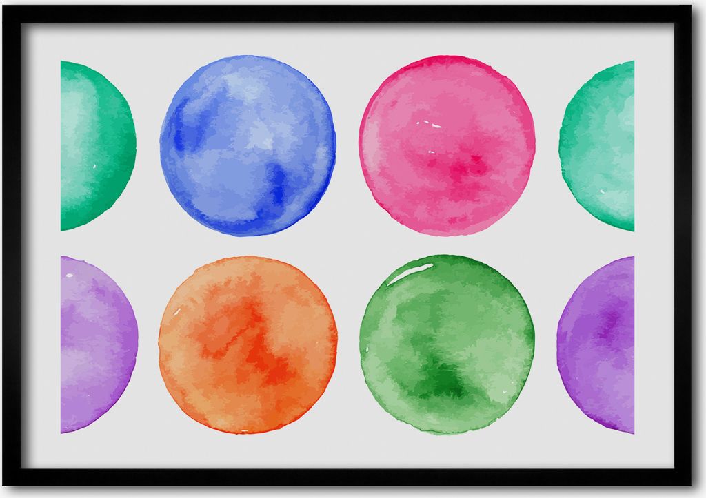 Bild - Bilderrahmen - 100 cm x 70 cm - MDF - Rahmen - Foto - Wandkunst bunte Kreise