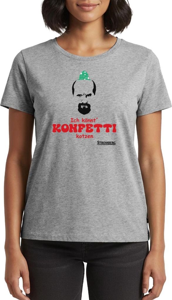 Spreadshirt Stromberg - Ich Könnt Konfetti Kotzen Kostüm Karneval Frauen Premium T-Shirt, XXL, Grau meliert