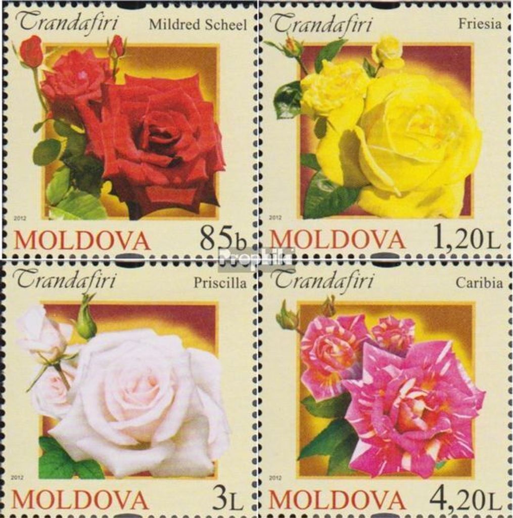 Briefmarken Moldawien 2012 Mi 805-808 (kompl.Ausg.) postfrisch Rosenzüchtungen
