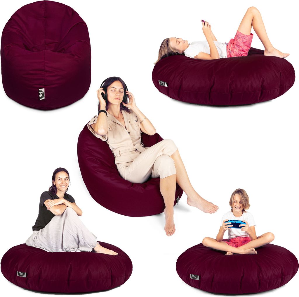 Sit&Joy Sitzsack 2 in 1 Sitzkissen Bodenkissen für Erwachsene & Kinder - Gaming mit Füllung Kissen Sessel BeanBag in 3 Größen und 27 Farben erh...