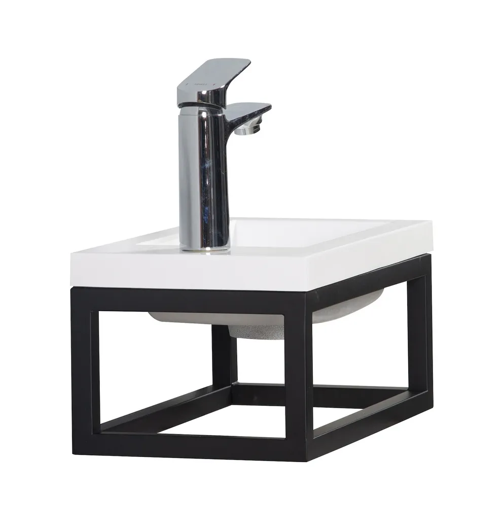 Petit meuble WC invités Mesa 40 cm blanc mat gain de place suspendu - 5