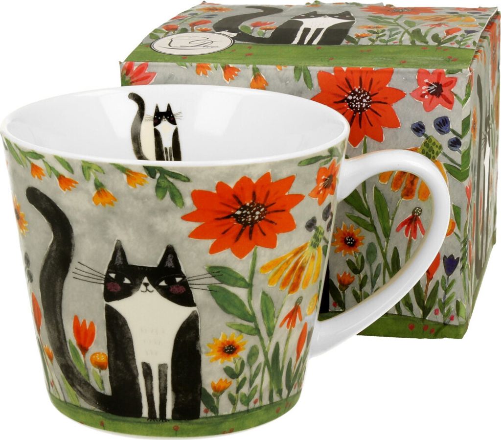 DUO ANIMALS Becher 610 ml CAT'S WORLD - MEADOW aus Bone China Porzellan