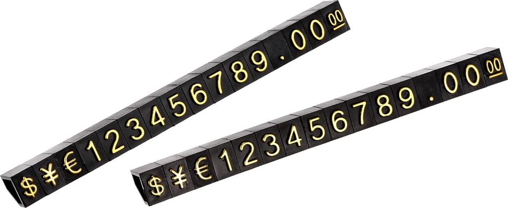Verstelbare prijskaartjes set, mini-dobbelstenen, display nummer, letters, toonbank kit - Goud/Zwart - 3,3 x 5,6 mm, winkel aanduiding.