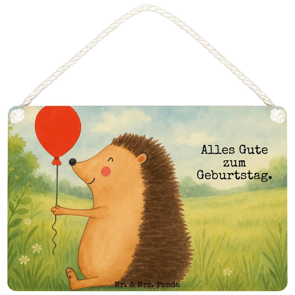 Mr. & Mrs. Panda Schild Igel Luftballon Design DIN A4 - Weiß - Geschenk, Holzschild, Wandbild Holz, kleine aufmerksamkeit, Türschild, Lustige Spr...