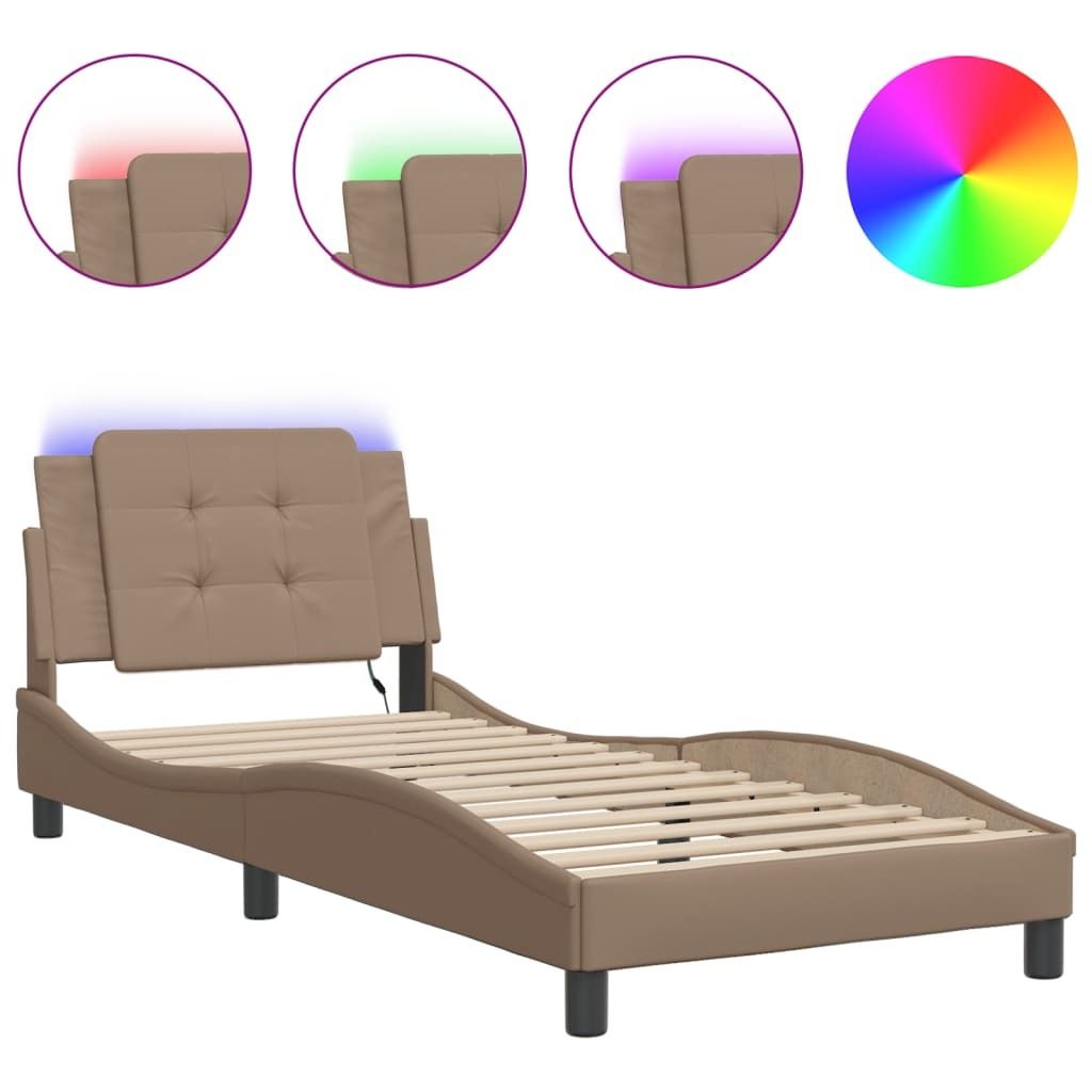 vidaXL Bettgestell mit LED ohne Matratze "Zadar" Cappuccino-Braun 90x190 cm