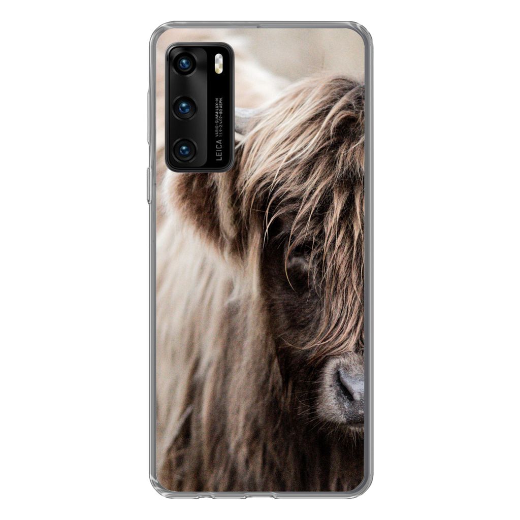 MuchoWow Handyhülle Schutzhülle Hülle für Huawei P40 Schottischer Highlander - Kuh - Vlies Silikon Softcase Handy Hülle - Handytasche