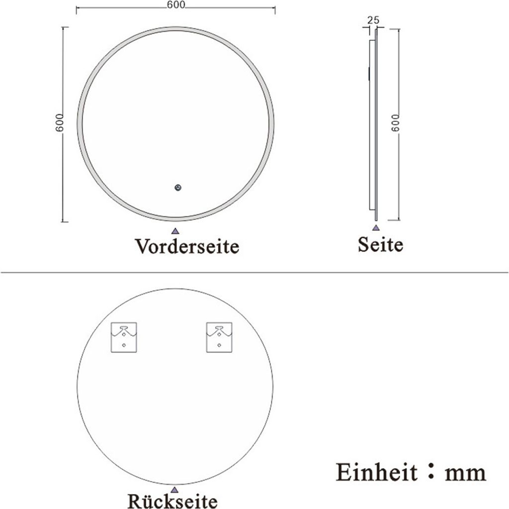 Badspiegel rund 60cm Warm/Neutral/Kaltweiß dimmbar Memory Produktbild 9