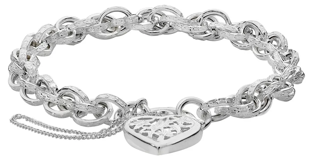 Bracelet coeur en argent fin 925 de 15g pour femme élégante
