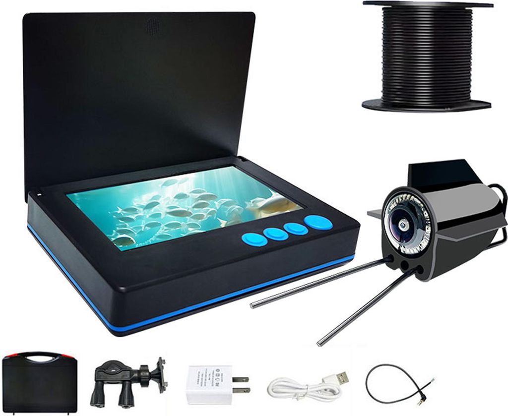 Unterwasser-Fischereikamera 4.3inch Bildschirm Nachtsicht 1080P 220° Weitwinkel 8000mAh Akku 20m US Stecker