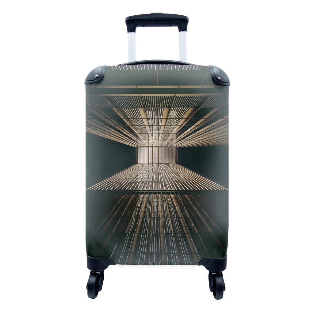 MuchoWow Koffer Handgepäck Trolley Rollkoffer Kleine Reisekoffer mit 4 Rollen - Moderne Architektur bei Nacht - Cabin Size < 55x40x23 cm & 55x40...