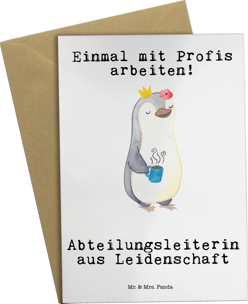 Mr. & Mrs. Panda Glückwunschkarte Abteilungsleiterin Leidenschaft - Weiß - Geschenk, einladungskarten, Spruch, Beruf, hochzeitskarten, Grußkarte...
