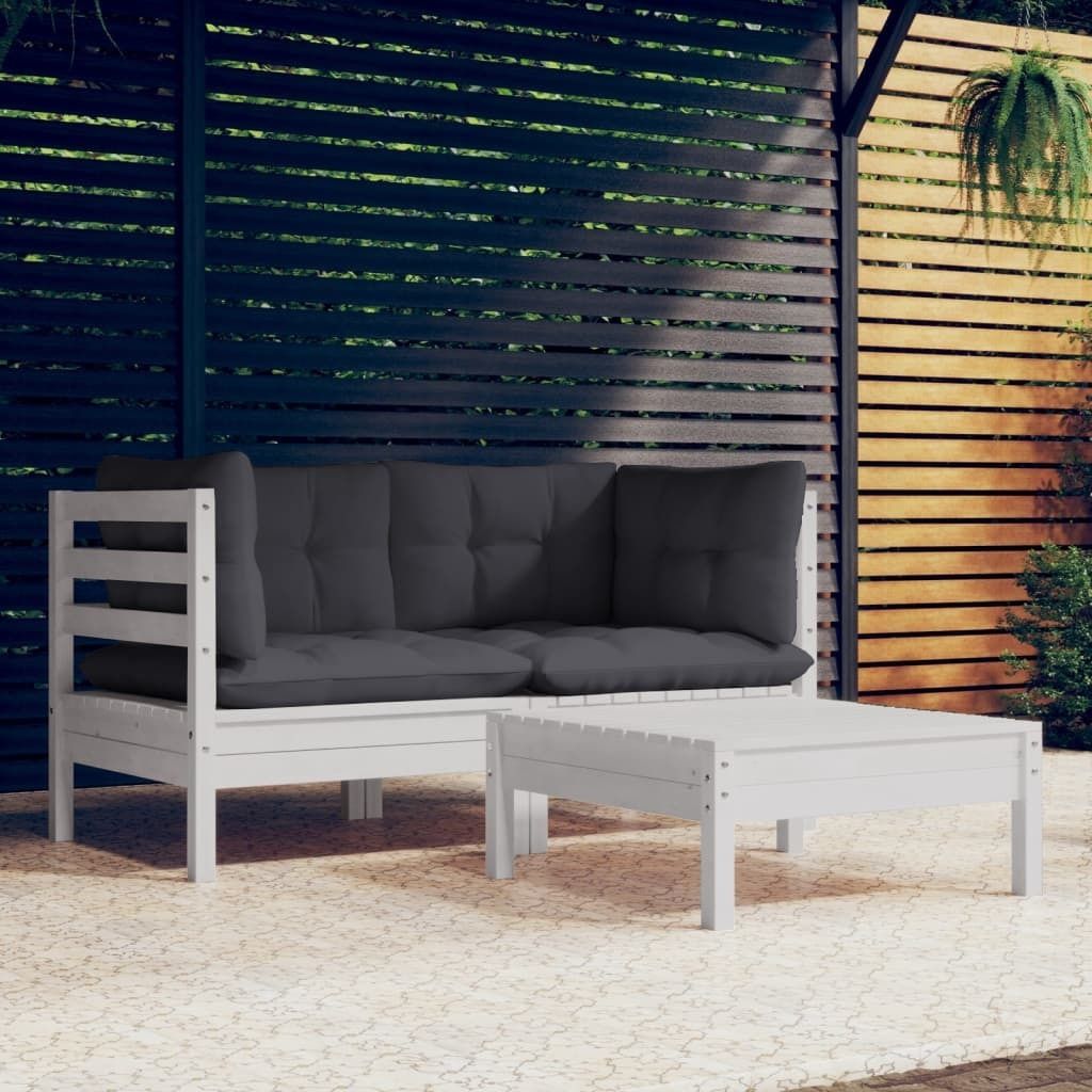 Maison Exclusive - 3-tlg. Garten-Lounge-Set mit Anthrazit Kissen Kiefernholz