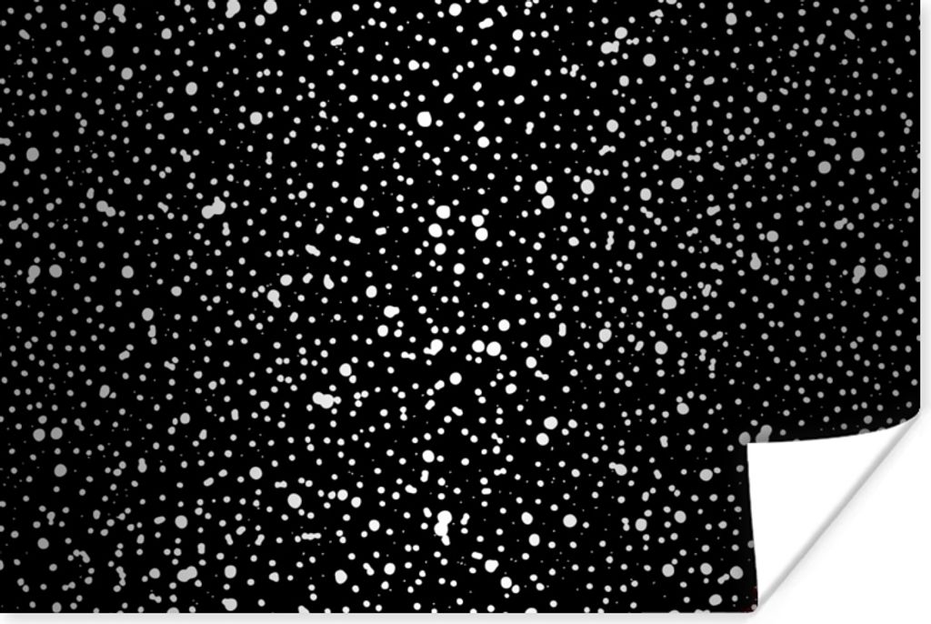 MuchoWow Poster Schwarz - Weiß - Muster - Polka dots 90x60 cm - Schlafzimmer