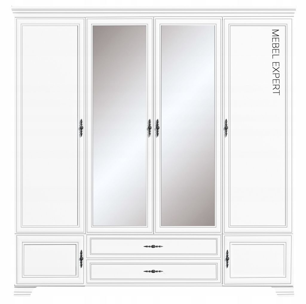 Kleiderschrank weiß 228x225x61 cm 6 Türen 2 Schubladen mit Produktbild 