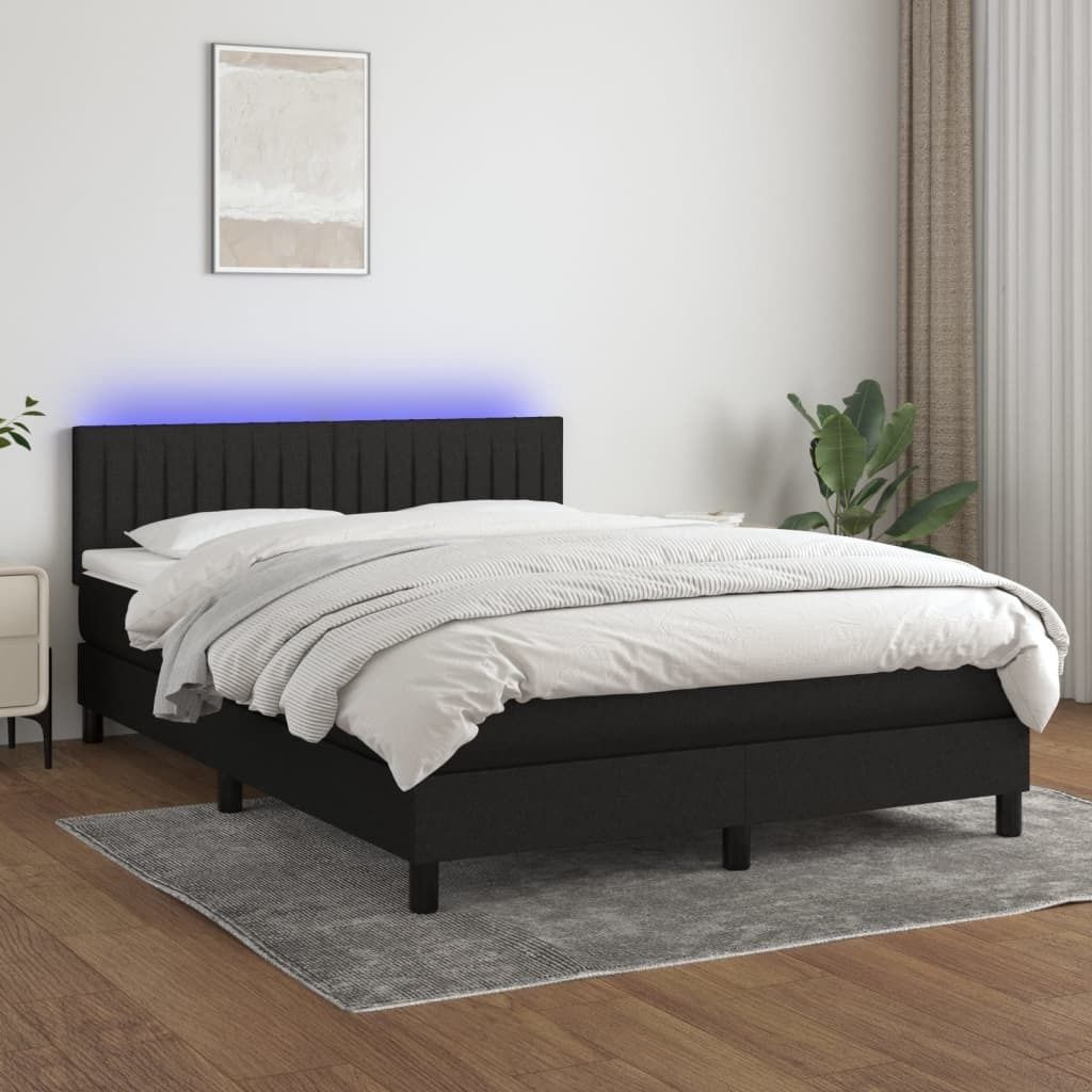 Maison Exclusive - Boxspringbett mit Matratze & LED Schwarz 140x190 cm Stoff
