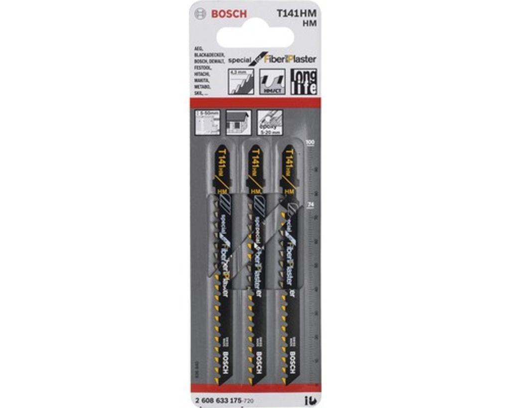 BOSCH 2608633175 3 BOSCH T 141 HM Stichsägeblätter Image du produit 