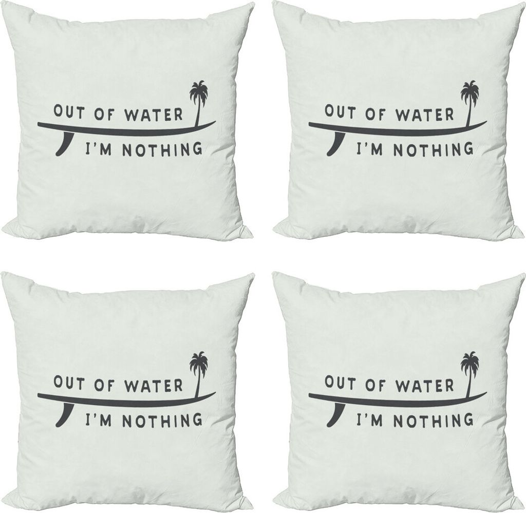 ABAKUHAUS Surfen Kissenbezug Set (4 Stück), Wasser Ich bin Nichts, Moderner Doppelseitiger Digitaldruck, 45 cm x 45 cm, Coconut Koksgraue